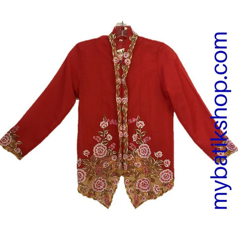 Kebaya Nyonya Fine Embroidery Red Roses