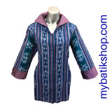 Tenun Blue Purple Long-sleeves Blazer with Snapped Buttons