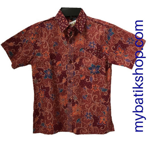 Batik Keris for Boys Red Flower Size 4