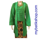 Kebaya Kutubaru Long Satin Green