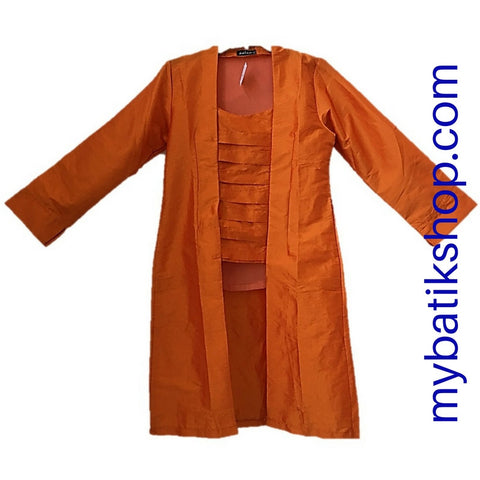 Kebaya Kutubaru Long Satin Orange