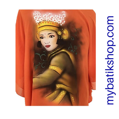 Handpainted Light Orange Chiffon Blouse Dancer