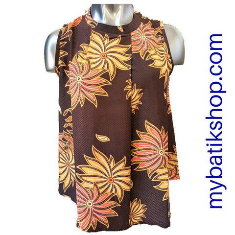 Misses MJ Batik Top Sleeveless Caramel Bahamas