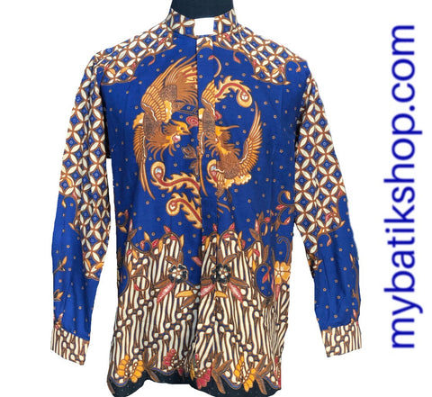 Batik Romo Koko for Men Semi Tulis Solo Long-sleeves Blue