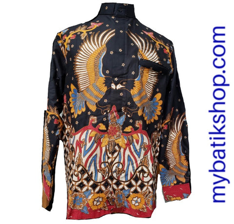 Batik Romo Koko for Men Semi Tulis Long-sleeves Black Multi