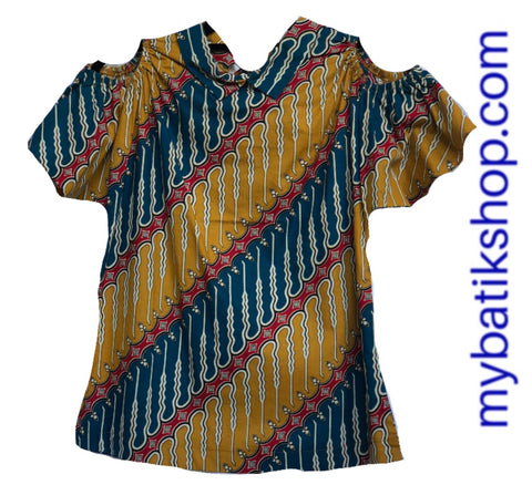 Misses MJ Batik Top Mustard Multi Parang